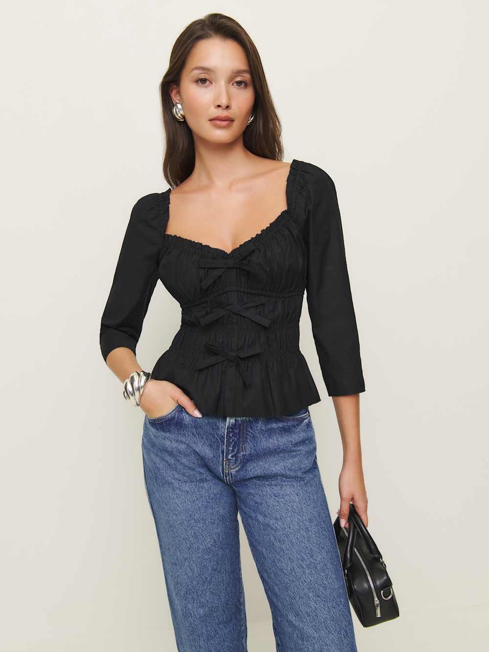Reformation Lauryn Top Black size 4